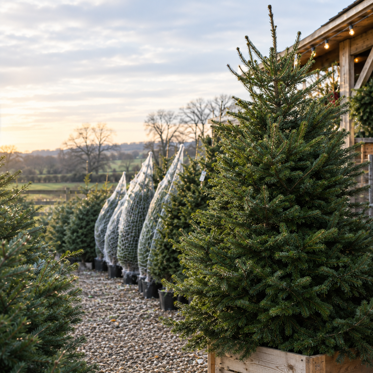 Rustic Winter Christmas Tree Market